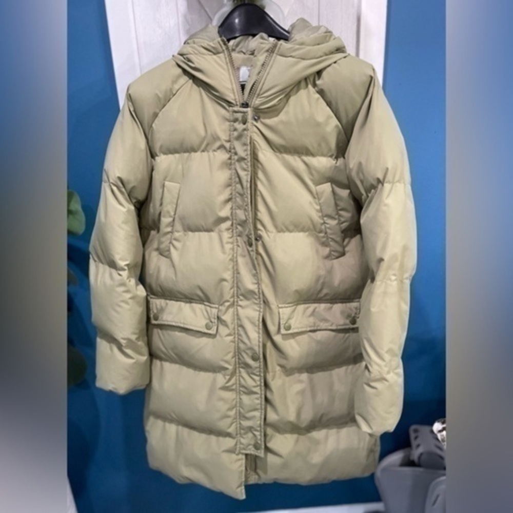 Khaki Hooded Puffer Coat